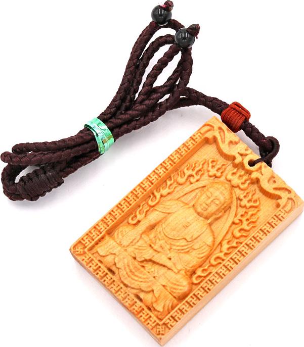 Vòng cổ mặt gỗ hoàng đàn Phật A di đà MG17