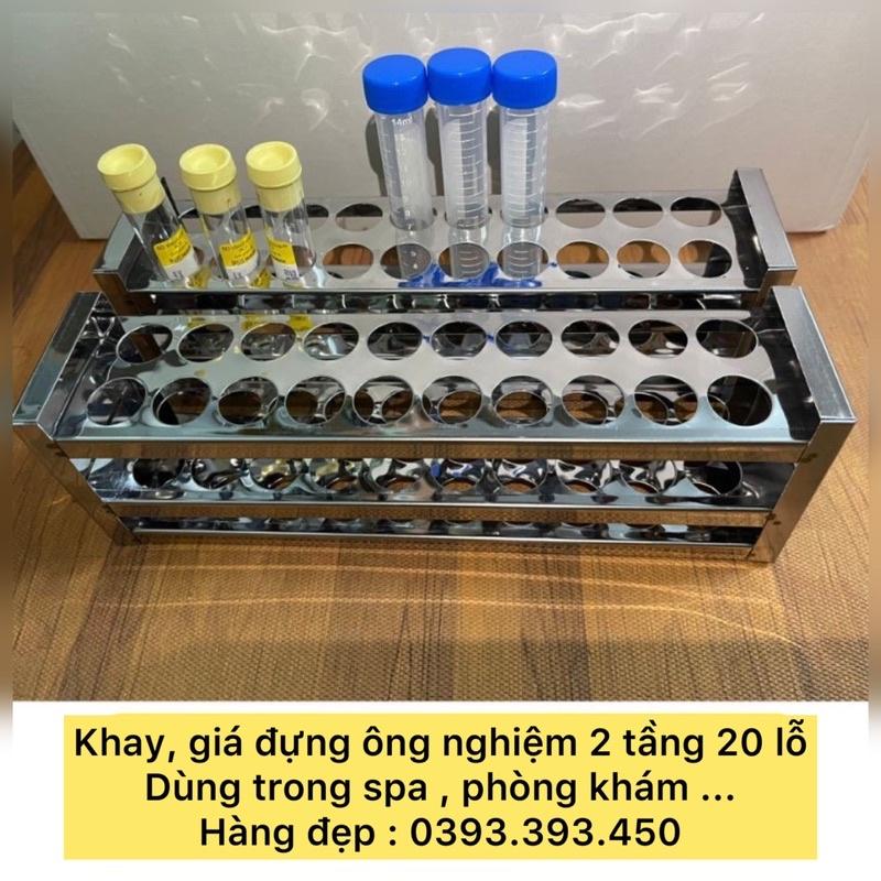 Khay , giá ống nghiệm 2 tầng 20 lỗ dùng trong spa, phòng khám