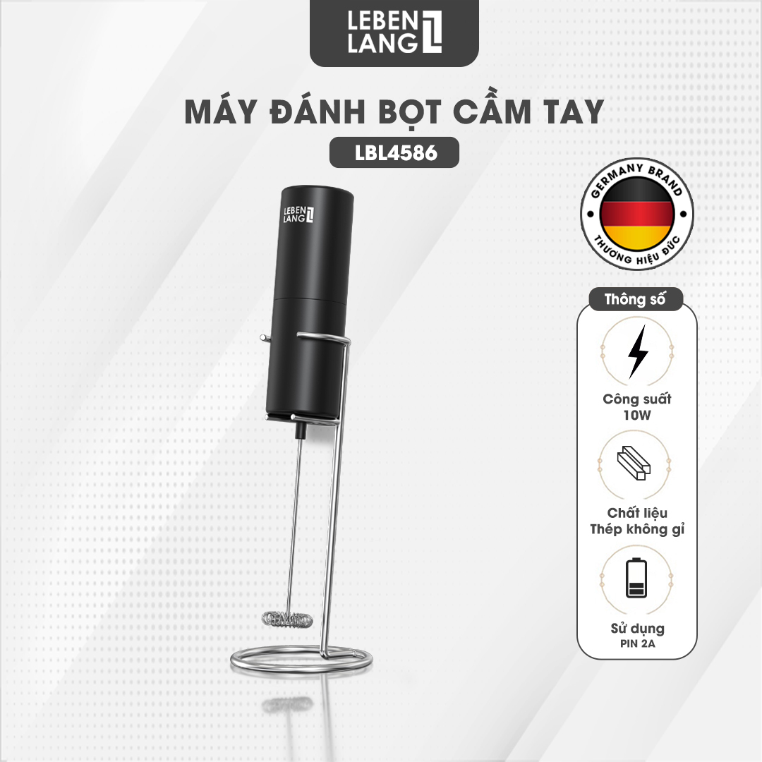 Máy đánh bọt cầm tay Lebenlang LBL4586, chạy bằng PIN 2A tiện lợi, công suất 10W – hàng chính hãng