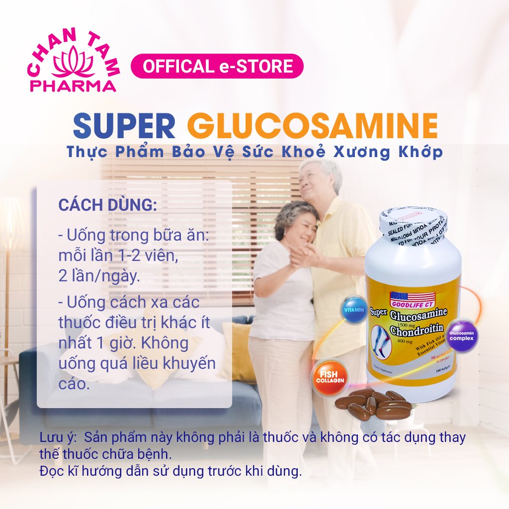 Viên uống hỗ trợ xương khớp, đau nhức xương khớp, bổ khớp Super Glucosamine 1500mg Chondroitin 400mg