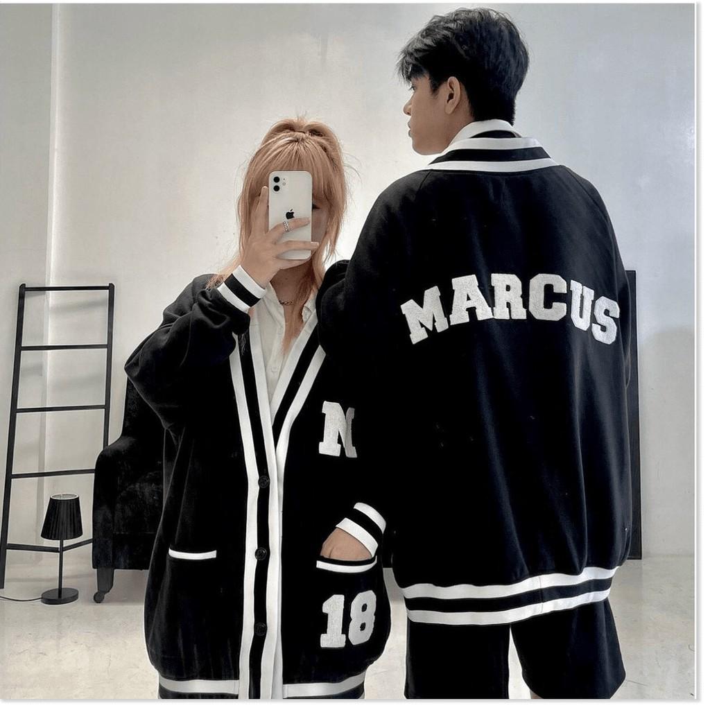 Hình ảnh ÁO KHOÁC CARDIGAN  NAM NỮ UNISEX THUN NỈ NGOẠI DÀY MỊN,IN CHỬ MARCUS SIÊU ĐÁNG YÊU,FORM RỘNG MÀU ĐEN ĐẸP HỢP THỜI TRANG-JINS STORE