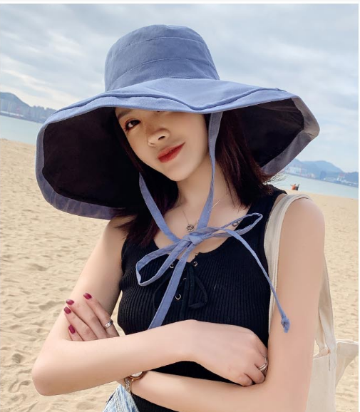Mũ nữ chống nắng rộng vành đội 2 mặt thời trang, nón chống nắng chống tia cực tím cao cấp