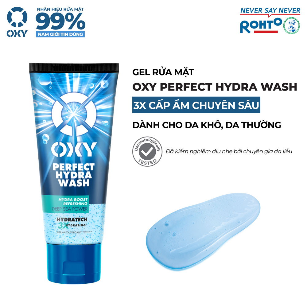 Sữa rửa mặt cho nam Oxy sạch sâu sảng khoái dưỡng ẩm dạng gel Oxy Perfect Hydra Wash 100g