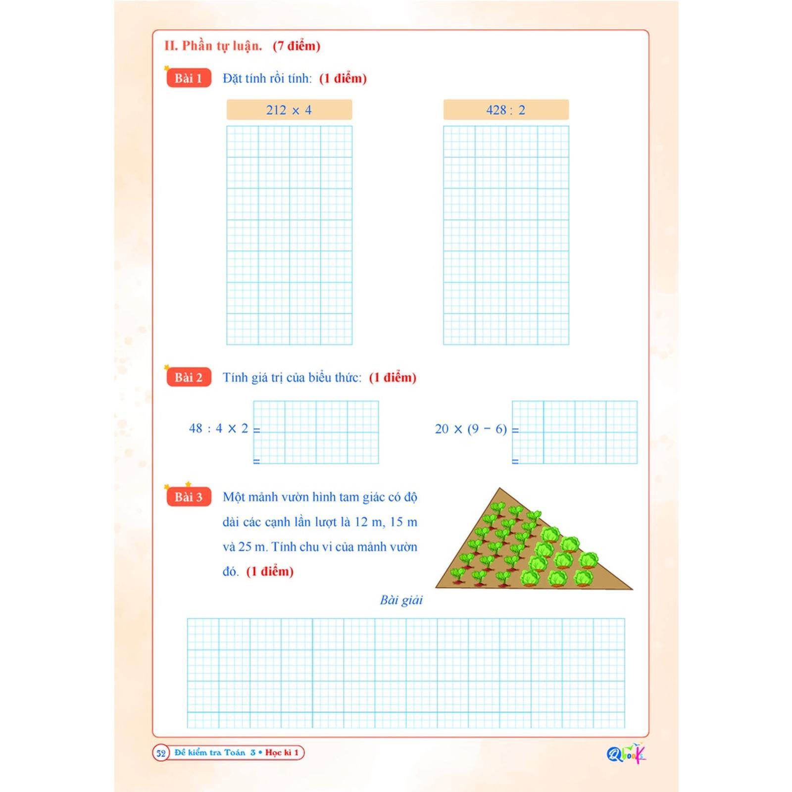 Đề Kiểm Tra TOÁN 3 Học Kì 1 - Cánh Diều - Bản Quyền