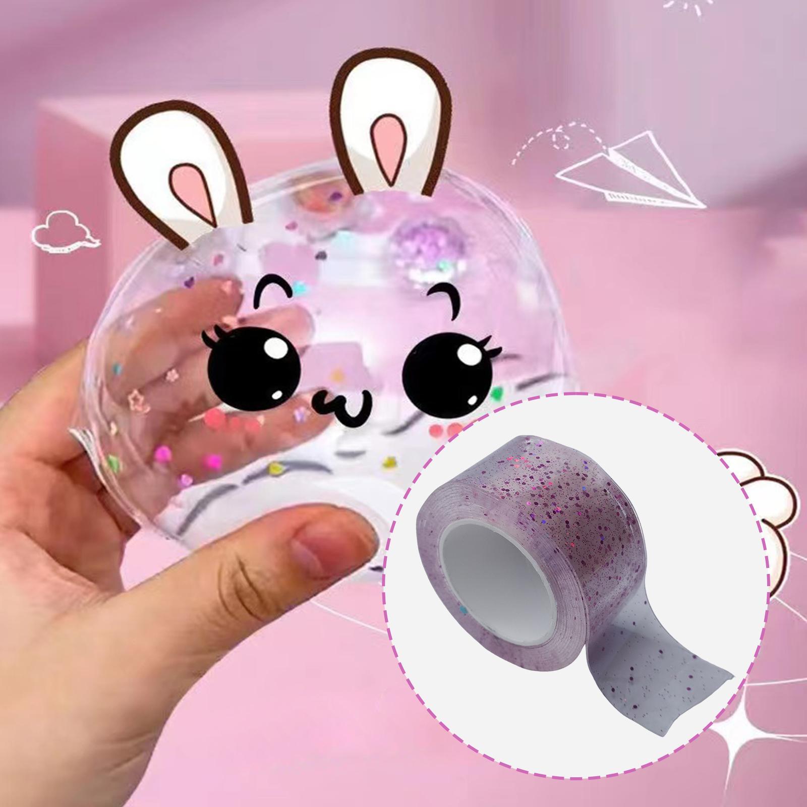 Clear Nano Glitter Tape Transparent Tape Non Marking Tape Funny Traceless Strong Sticky Tape for Bubble Blowing Educational Toy DIY Craft