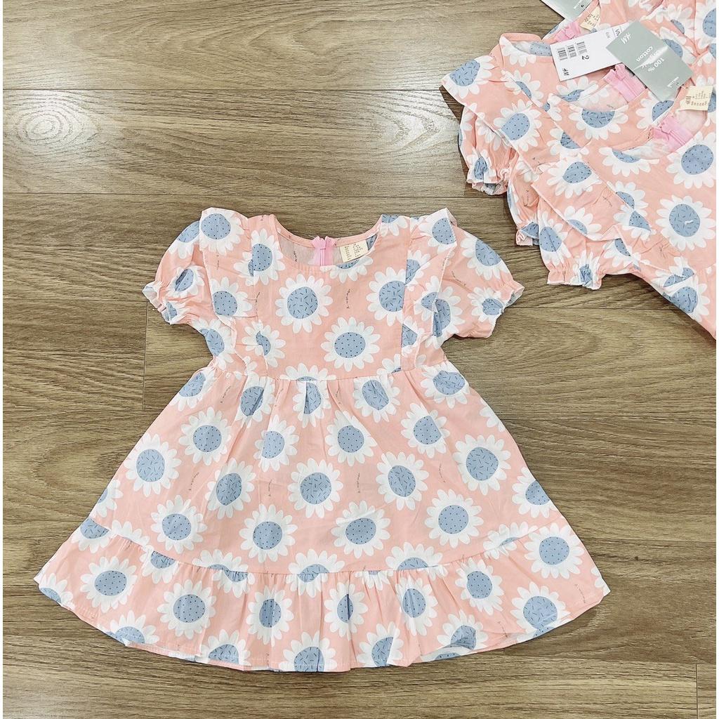 VÁY BÉ GÁI XOÈ HỒNG HOA XANH