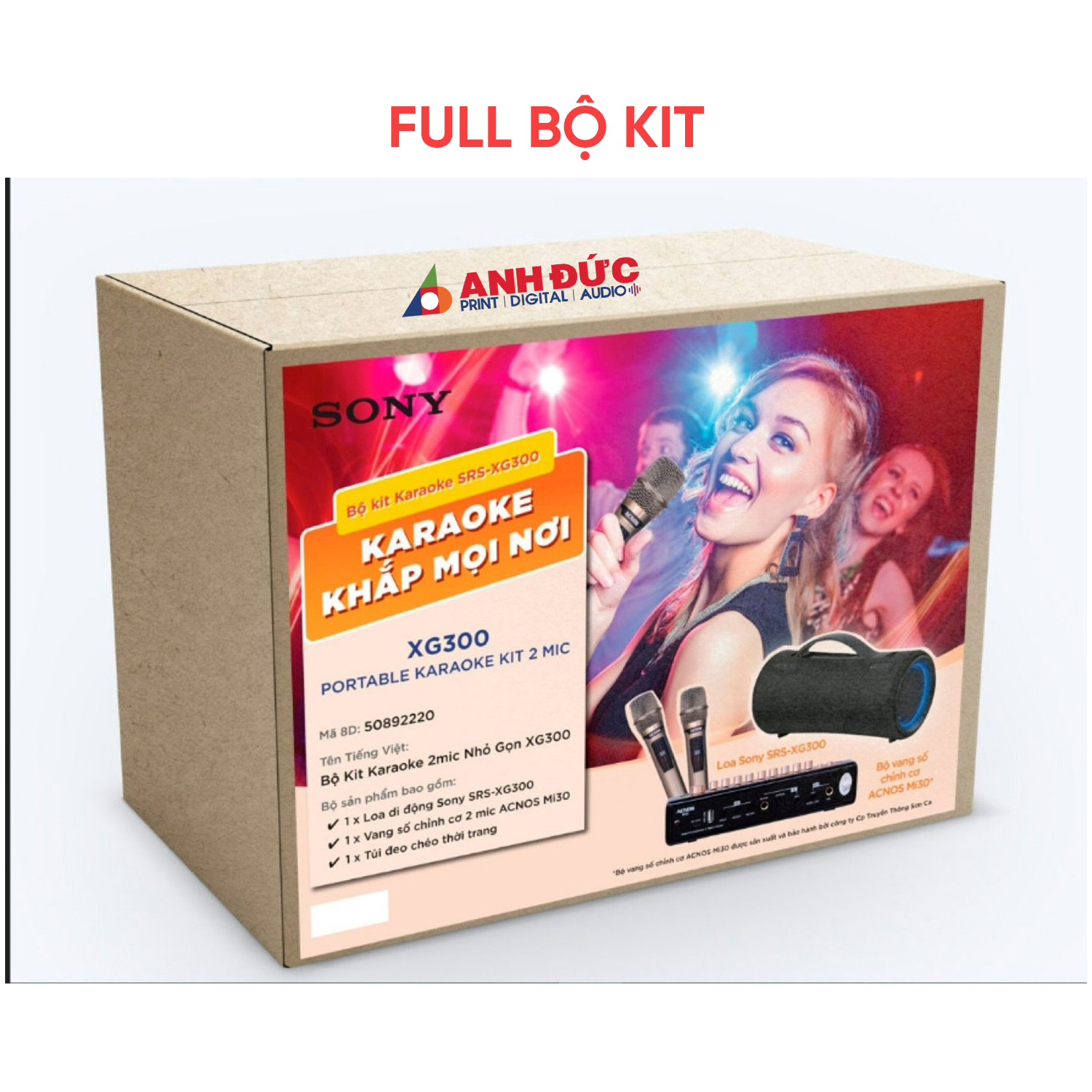 Loa Karaoke Di Động Sony SRS-XG300 Portable Karaoke Kit (1 Loa Sony SRS-XG300 + 1 Vang số Acnos MI30 + 2 micro UHF) - Hàng Chính Hãng