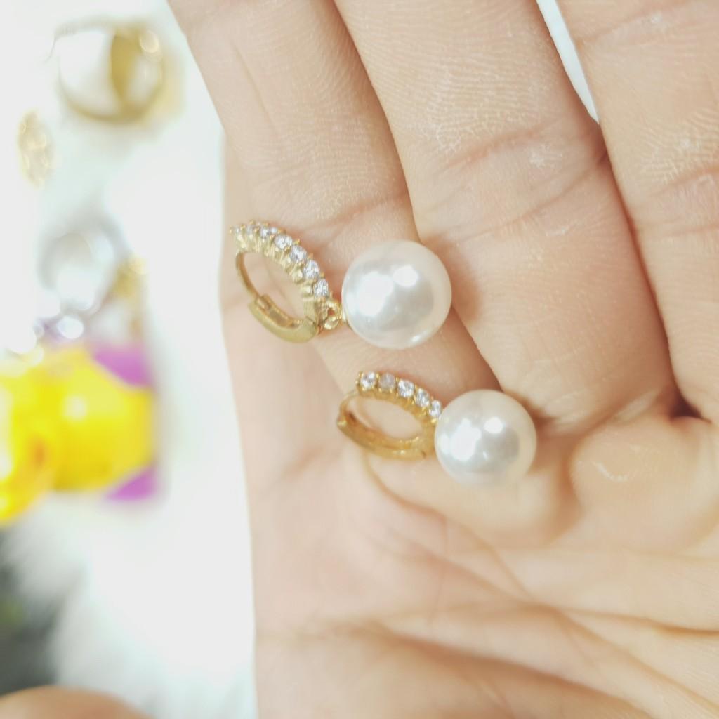 Bông Tai Kiểu Ngọc Treo Vonfram Cao Cấp-Dùng lâu dài tắm rửa thoải mái không phai màu