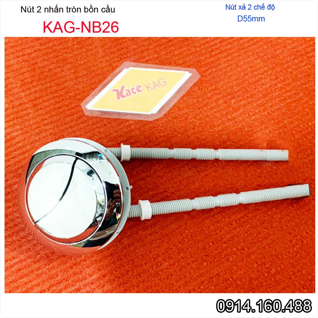 Nút 2 nhấn xả bồn cầu, nút nhấn cầu xả 2 nhấn tròn lỗ sứ D5.5-6cm, nút xả cầu KAG-NB26