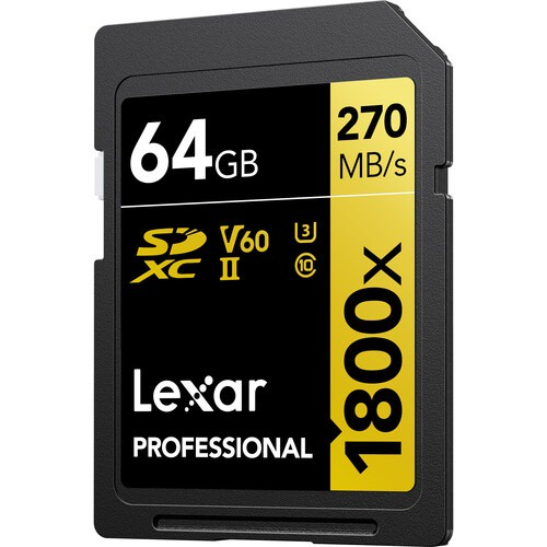 Hình ảnh Thẻ nhớ máy ảnh / máy quay phim Lexar Professional 1800x SDXC UHS-II U3 V60 - Chất lượng video 4K, tốc độ đọc 270mb/s - Hàng chính hãng