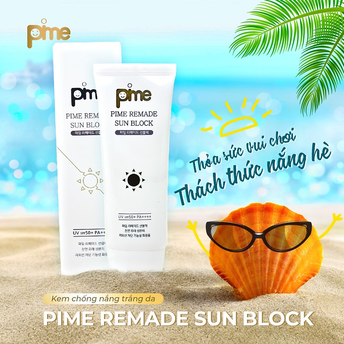 Kem Chống Nắng Pime Remade Sun Block nâng tông, lành tính, thẩm thấu nhanh, không dính bết, kiềm dầu SPF50+/PA++++ 60g