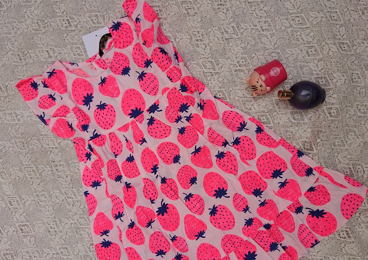 Đầm bé gái vải cotton kate dâu hồng
