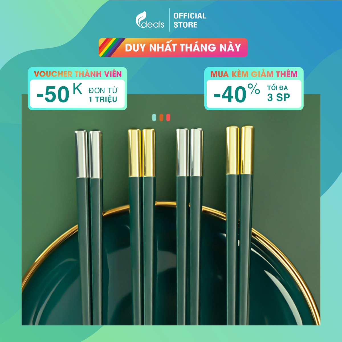 Set 10 đôi đũa hợp kim Ecodeals Habo - Sợi thủy tinh &amp; hợp kim cao cấp