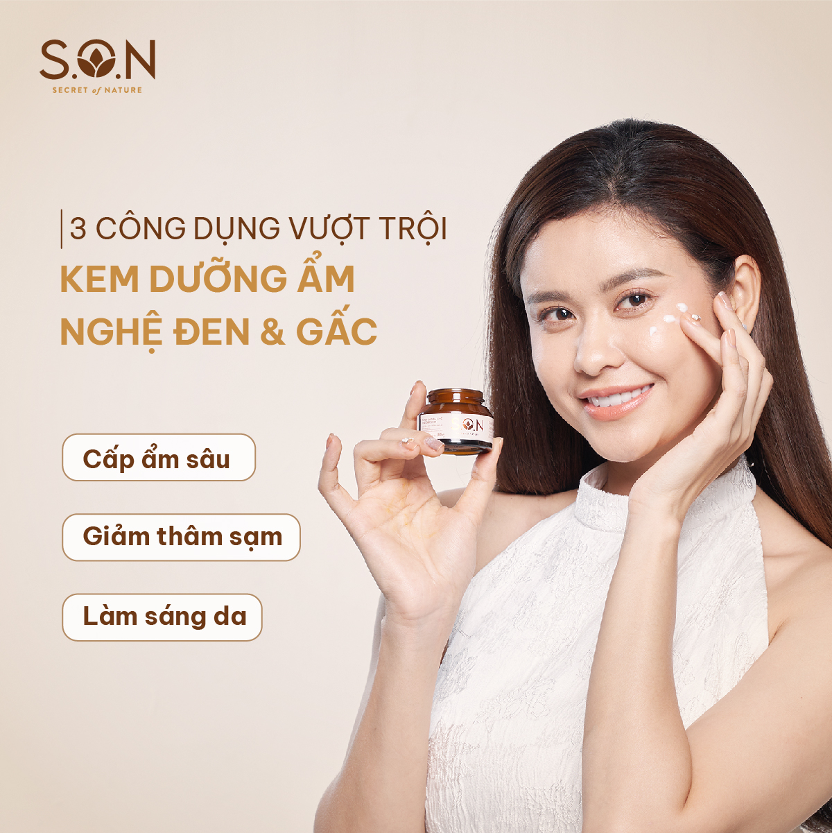 Kem dưỡng ẩm nghệ đen &amp; gấc dành cho da khô S.O.N dành cho da khô 30g