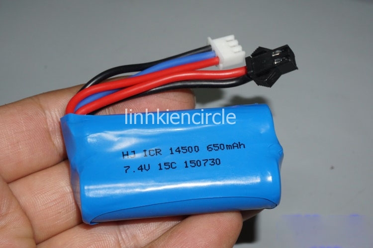 Pin lithium 2S 7.4V 650mAh pin RC 14500 15C công suất cao cho xe RC hoặc máy bay mô hình - LK0260