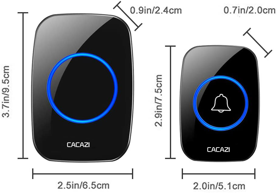 Chuông cửa không dây CACAZI khoảng cách sử dụng trong 300M, 3 mức âm lượng, 58 nhạc chuông, đèn flash Led