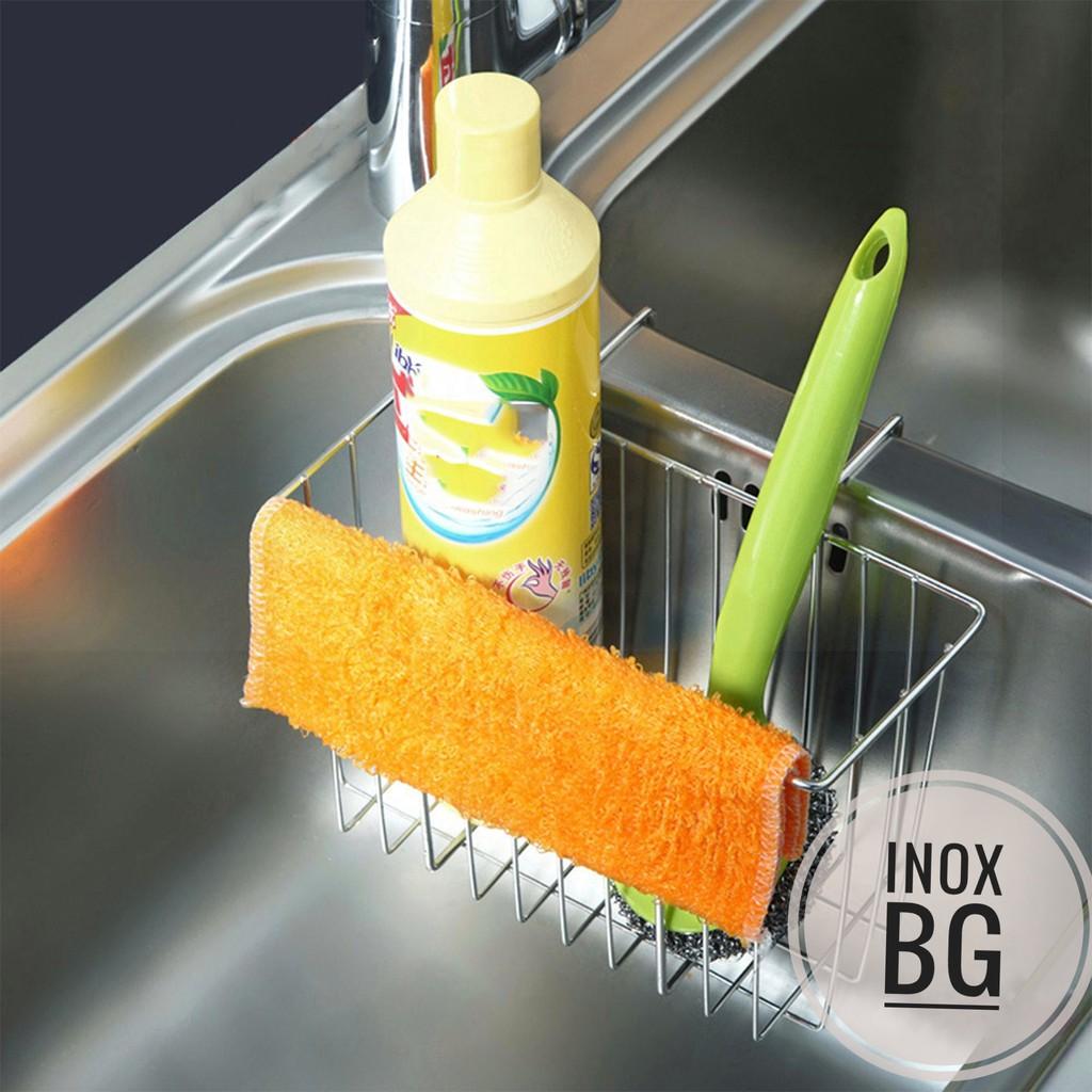 Giỏ, kệ inox để đồ rửa chén bát treo thành bồn - giỏ inox để chai nước và dụng cụ rửa chén