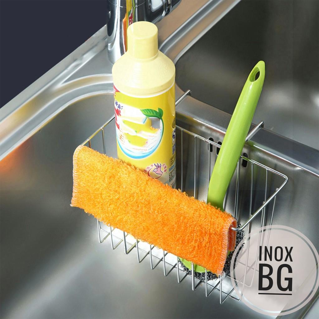 Giỏ, kệ inox để đồ rửa chén bát treo thành bồn - giỏ inox để chai nước và dụng cụ rửa chén