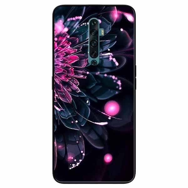 Ốp lưng in cho Oppo Reno 10x Mẫu Mẫu Đơn Hồng Đen