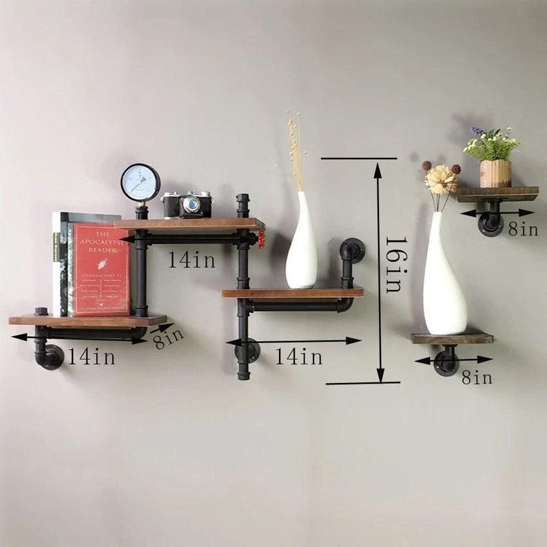 Bôộ kệ mini ống nước, kệ ống nước treo tường trang trí nhỏ gọn cho góc phòng khách, phòng ngủ, nhà đẹp