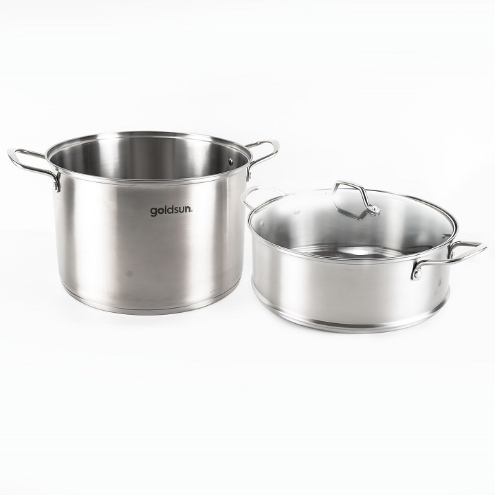 Nồi inox xửng hấp Gold.sun 3 đáy đường kính 30 cm cao cấp