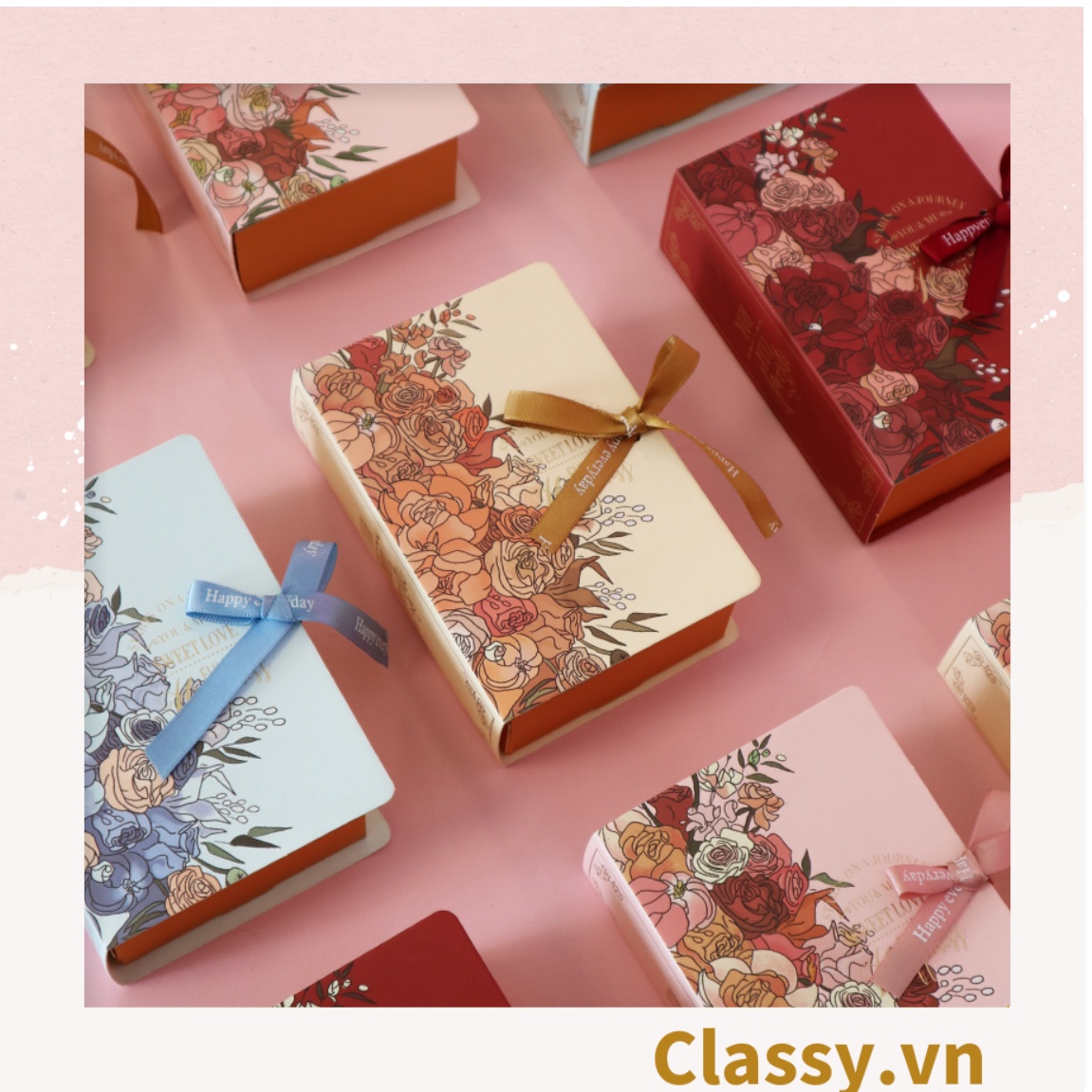- Hộp giấy đựng quà tặng gắn ruy băng Happy Every, đựng son môi, nước hoa, sô cô la vv..