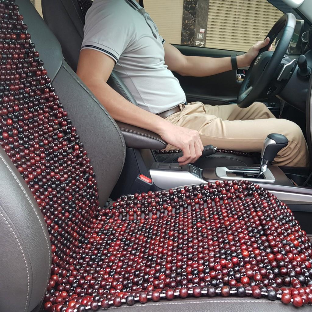 Đệm lót ghế ô tô hạt gỗ Cẩm Lai 100% tự nhiên tựa lưng massage trên ô tô - 2 dạng: Cài Đàn và Cài Mũ
