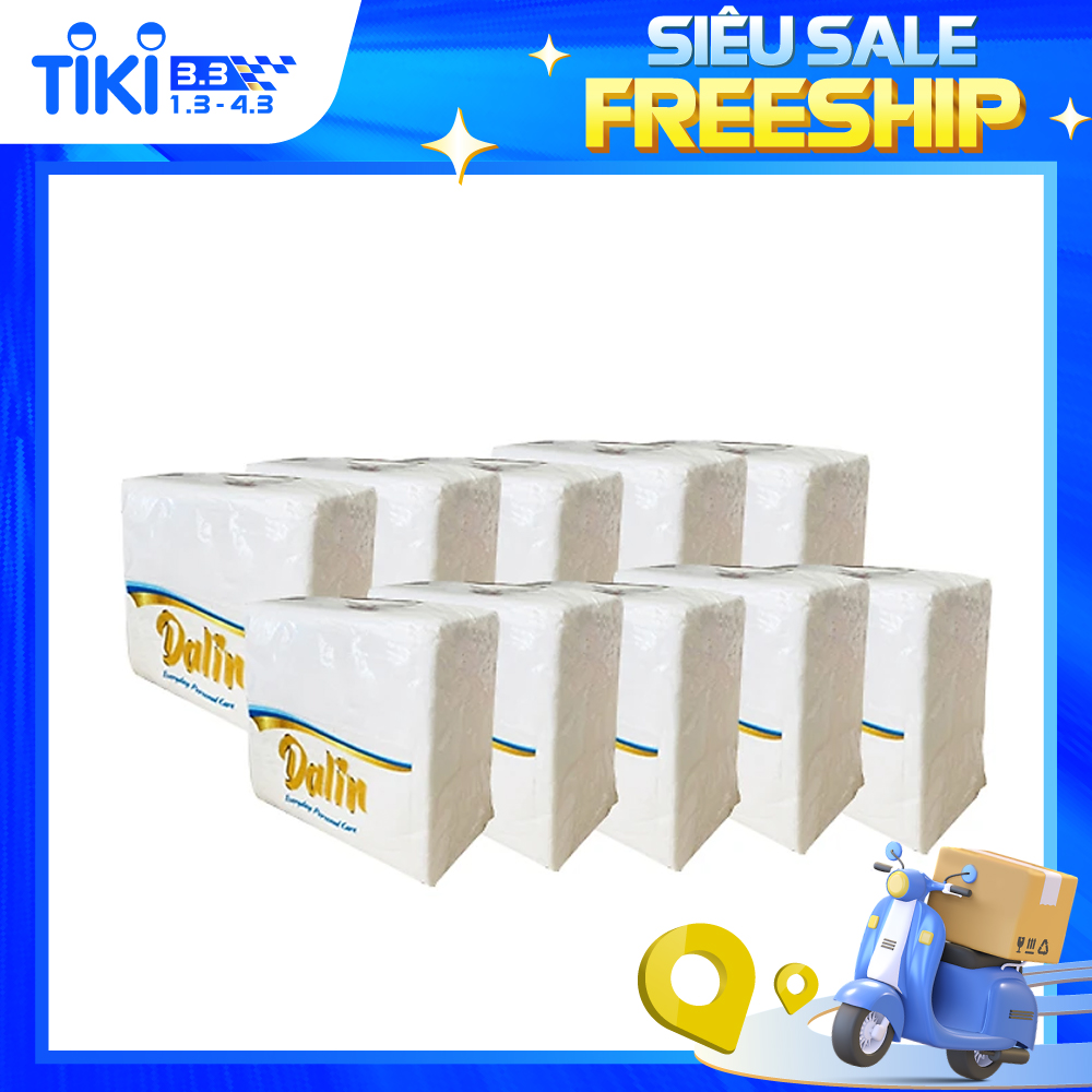 COMBO 10 GÓI KHĂN GIẤY LỤA NGUYÊN SINH CAO CẤP DALIN GÓI VUÔNG NHỎ