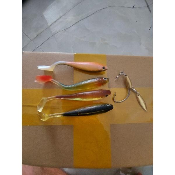 Combo lưỡi móc mồi mềm thép ar15 kèm mồi mềm