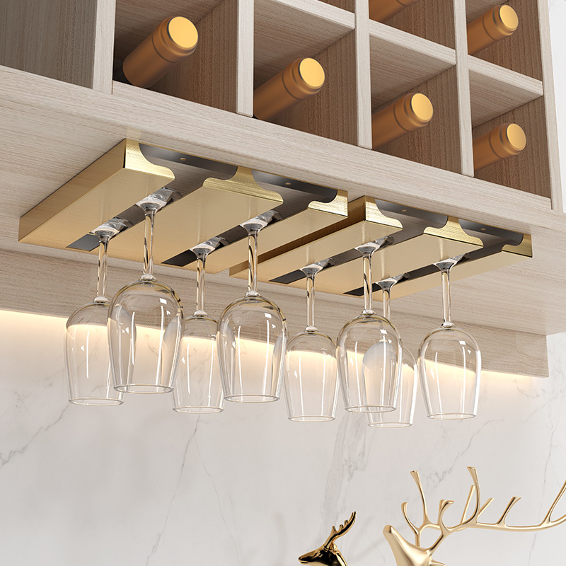 Giá Treo Ly Rượu Quầy Bar 4-8 Ly Mạ Vàng Kim Loại Cao Cấp - Hàng Nhập Khẩu