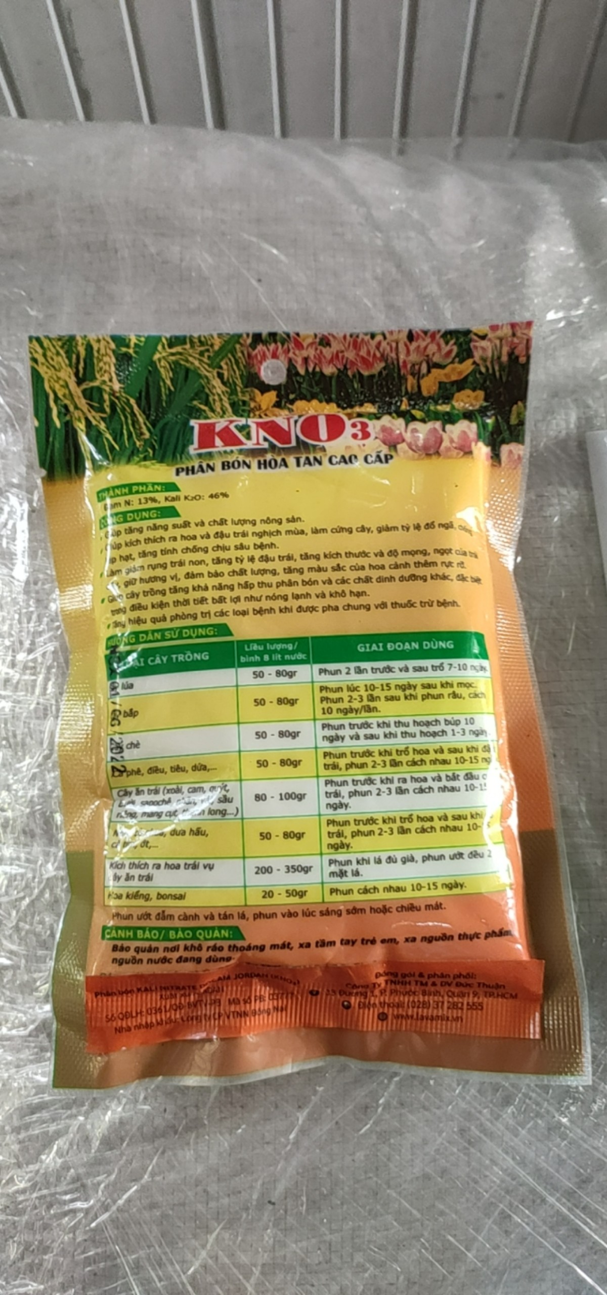 GÓI 200 GRAM - PHÂN BÓN VÔ CƠ KALI TRẮNG - KNO3