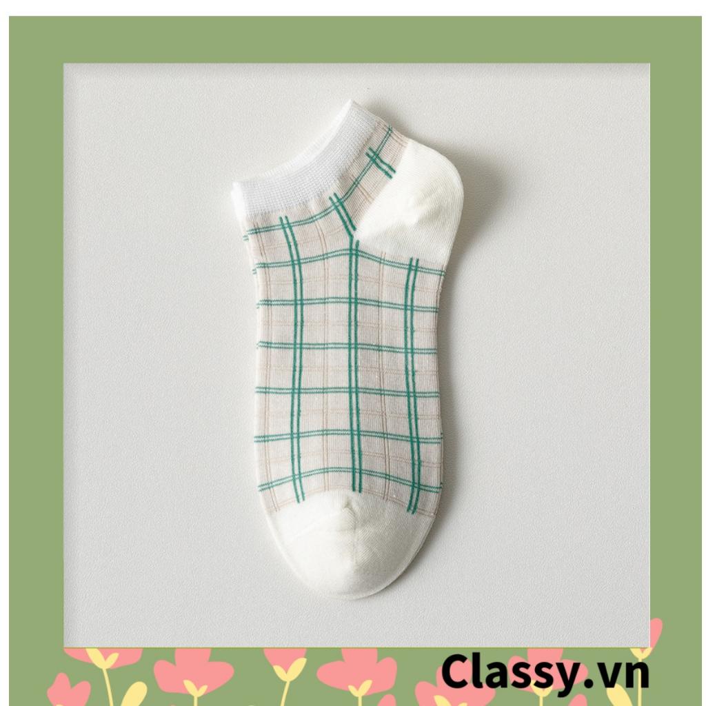 Tất cổ ngắn, vớ cổ ngắn dệt kim Classy nhiều họa tiết tông xanh pastel xinh xắn Hàn Quốc G1433