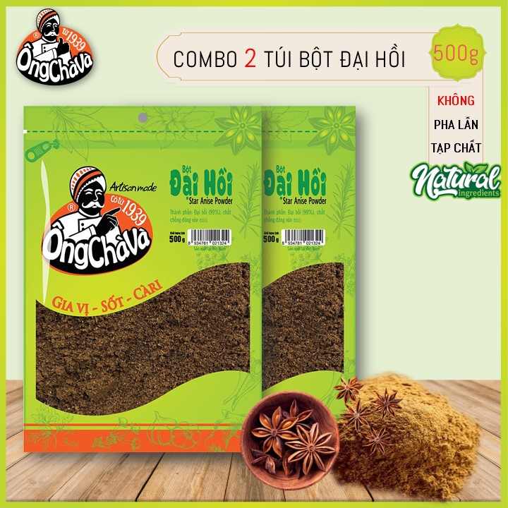 Combo 2 Túi Bột Đại Hồi (Hoa Hồi) Ông Chà Và Túi 500g (Star Anise Powder)