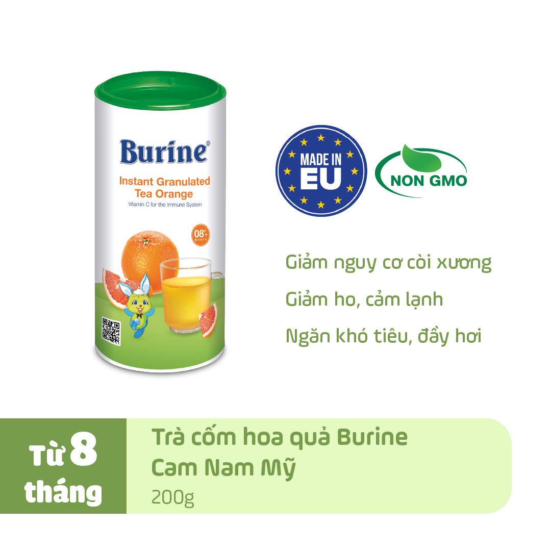 Trà cốm hoa quả Burine dinh dưỡng dành cho bé - Vị Cam Nam Mỹ giúp hỗ trợ giảm viêm nhiễm, tăng cường đề kháng (Không dành cho trẻ dưới 8 tháng tuổi)