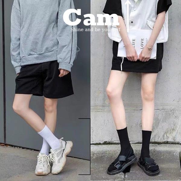 Tất Cổ Cao Vớ Trơn Nam Nữ Màu Đen Trắng Phong Cách Basic, Tất Công Sở Đi Giày Tây Cotton Cao Cấp - Camcamvintage