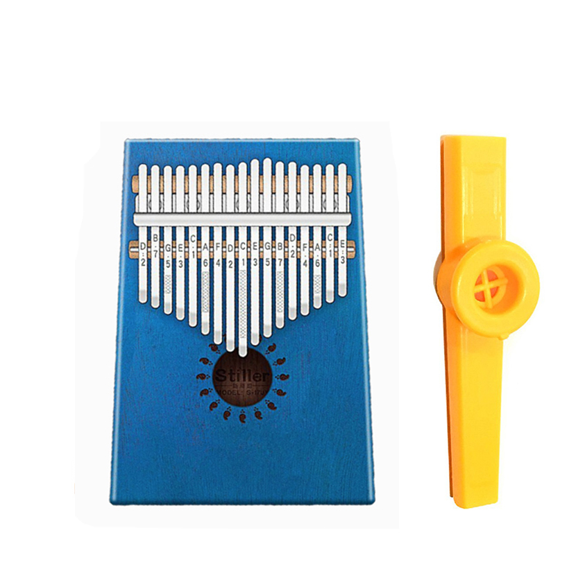 Đàn Kalimba 17 Phím Gỗ Mahogany Xanh Navy Tặng Kèn Kazoo