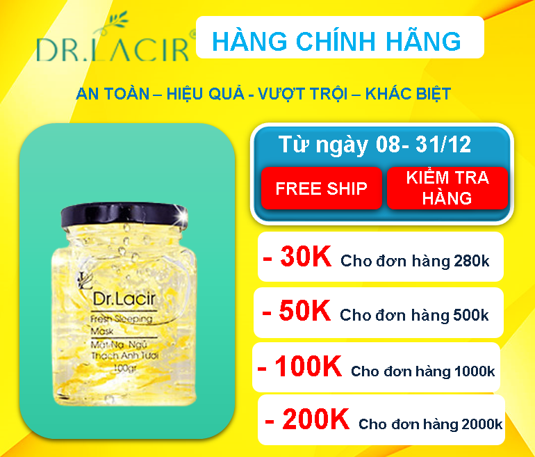 [[ Mặt Nạ Ngủ Mặt Thạch Anh ]] - Ngừa Nám, Tăng Đàn Hồi Da- Chính Hãng Hàn Quốc Dr.Lacir