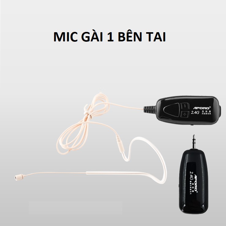 Micro không dây gài tai Aporo 2.4G hạt gạo cao cấp siêu nhỏ, mic live stream bán hàng online kèm Micro thu âm mini thiết kế cài áo tiện dụng- Hàng chính hãng