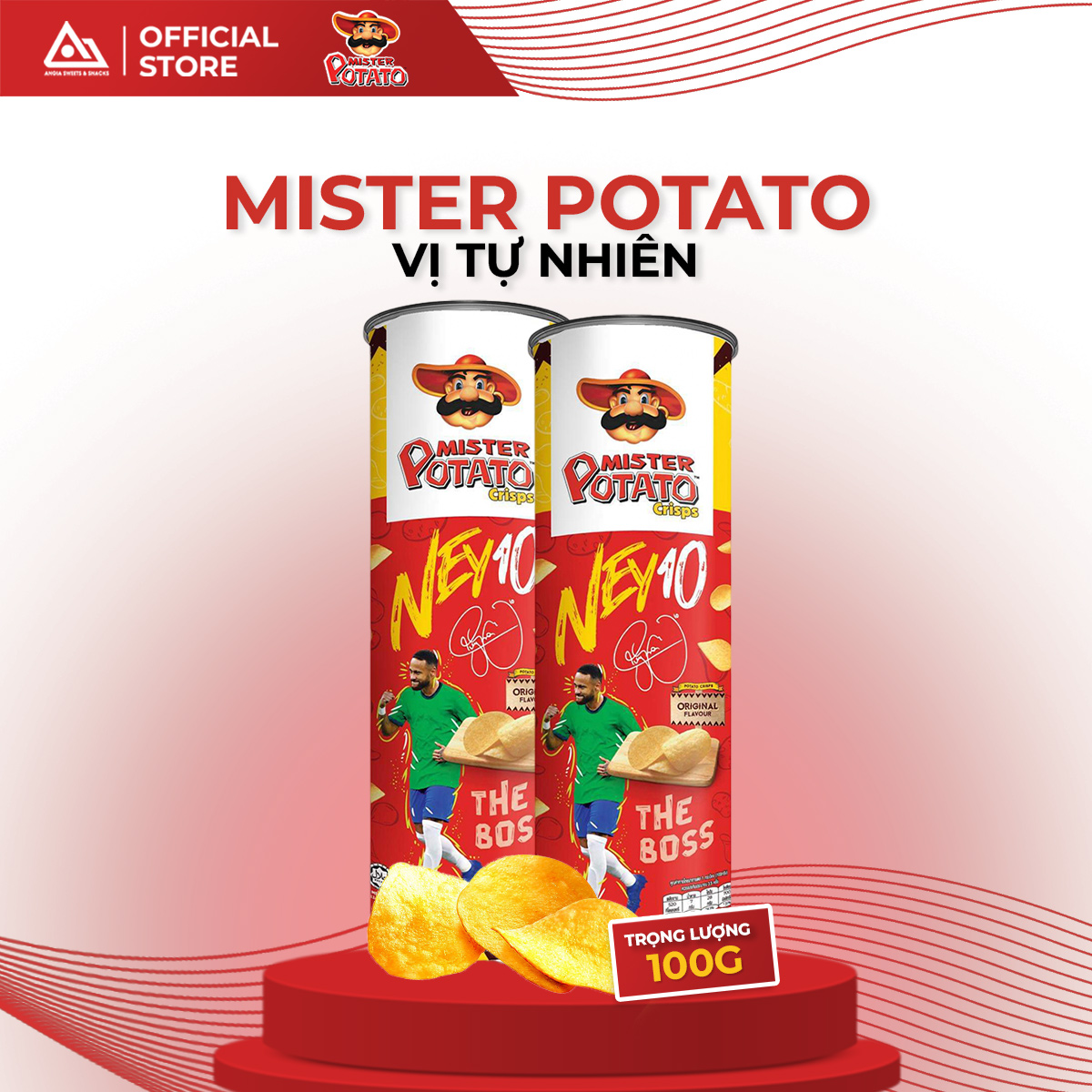 Bimbim khoai tây chiên dạng lát vị Tự Nhiên Mister Potato hộp có hình Neymar 100g An Gia Sweets & Snacks