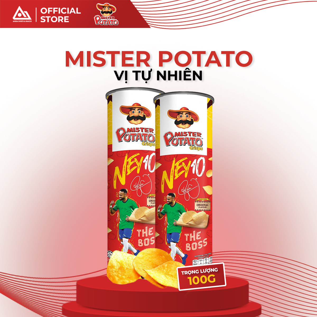 Bimbim khoai tây chiên dạng lát Mister Potato hộp có hình Neymar đủ vị 100g An Gia Sweets & Snacks