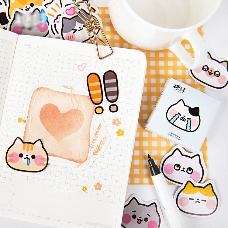 Chủ đề sticker Mèo Biểu Cảm - Hộp 45 miếng dán trang trí sổ tay Bullet Journal - M110