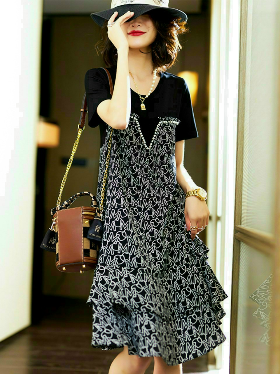 ĐẦM SUÔNG IN HT NGỰC ĐÍNH HẠT