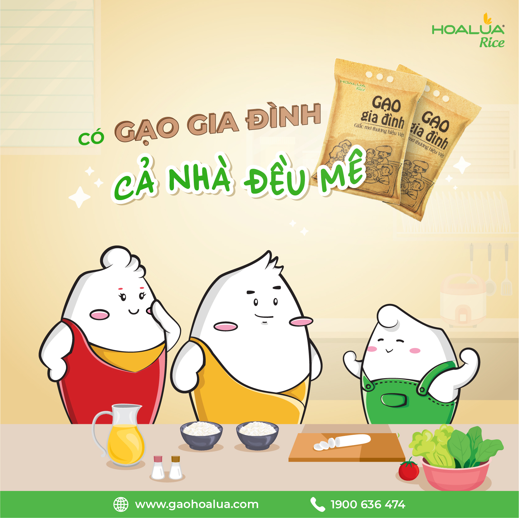Gạo Gia Đình - Túi 5kg - Dẻo Vừa, Tơi Cơm, Thơm Nhẹ