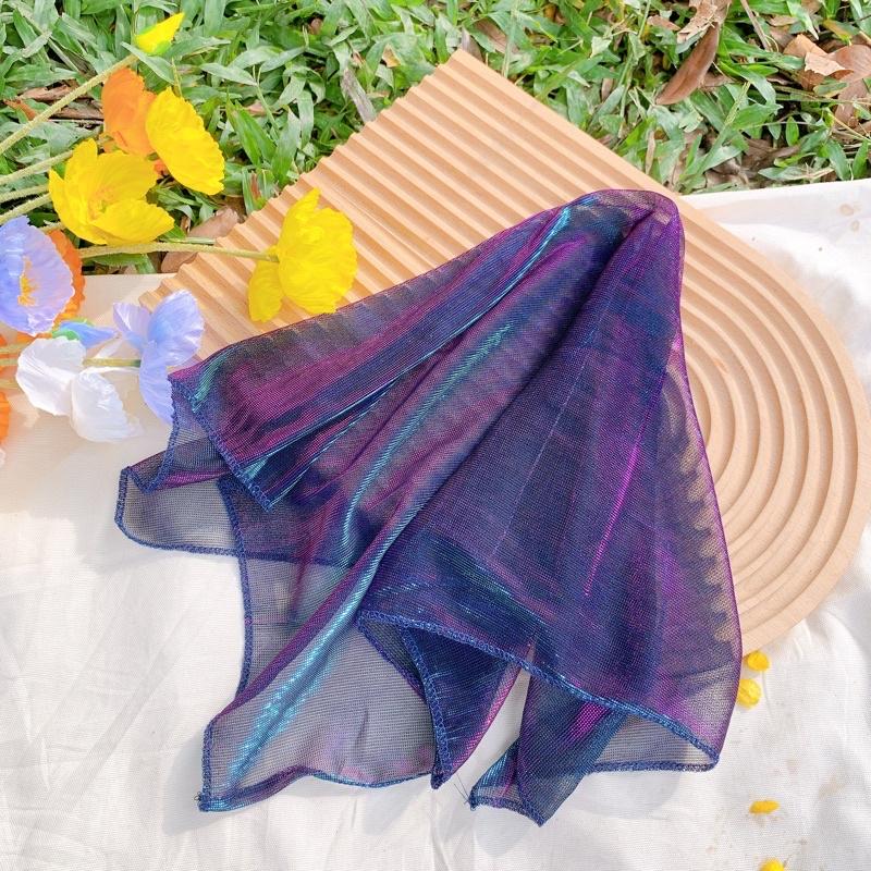 Khăn vải bandana cho nữ kích thước 50x50 vải mềm hoạ tiết hoa hoa nhí trơn style vintage dễ thương cho nữ Tiemmaykeokeo