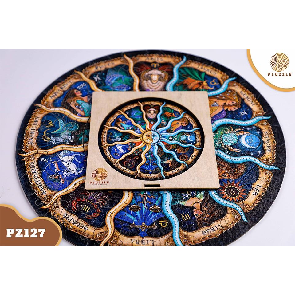 PLUZZLE Bộ xếp hình gỗ thông minh puzzle đồ chơi ghép hình 12 Cung Hoàng Đạo – PZ127