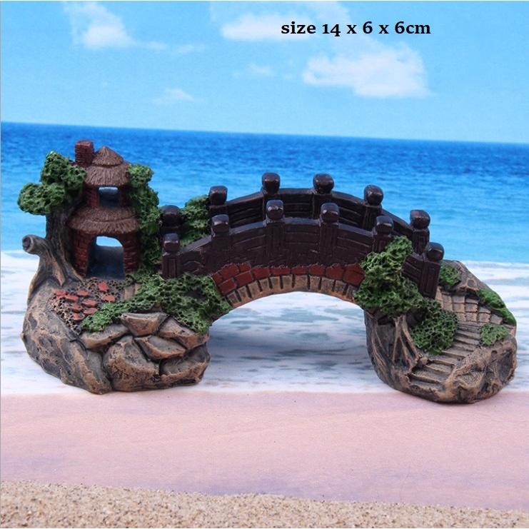 Mô hình cầu đá cổ size 14 x 6 x 6cm trang trí bể thủy sinh, tiểu cảnh, DIY
