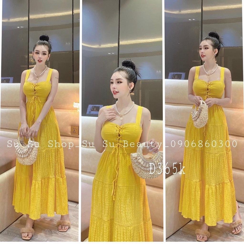 Đầm maxi hai dây hở lưng chất voan xốp siêu đẹp bkfrreship