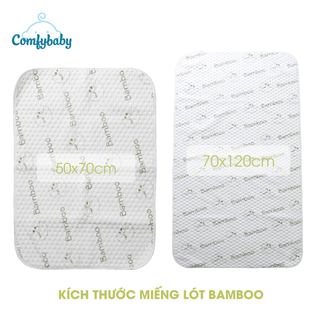 Tấm lót chống thấm thay tã cho bé 4 lớp 100% Sợi Tre Bamboo / Organic cotton (Cotton hữu cơ) thoáng khí, chống thấm nước Comfybaby