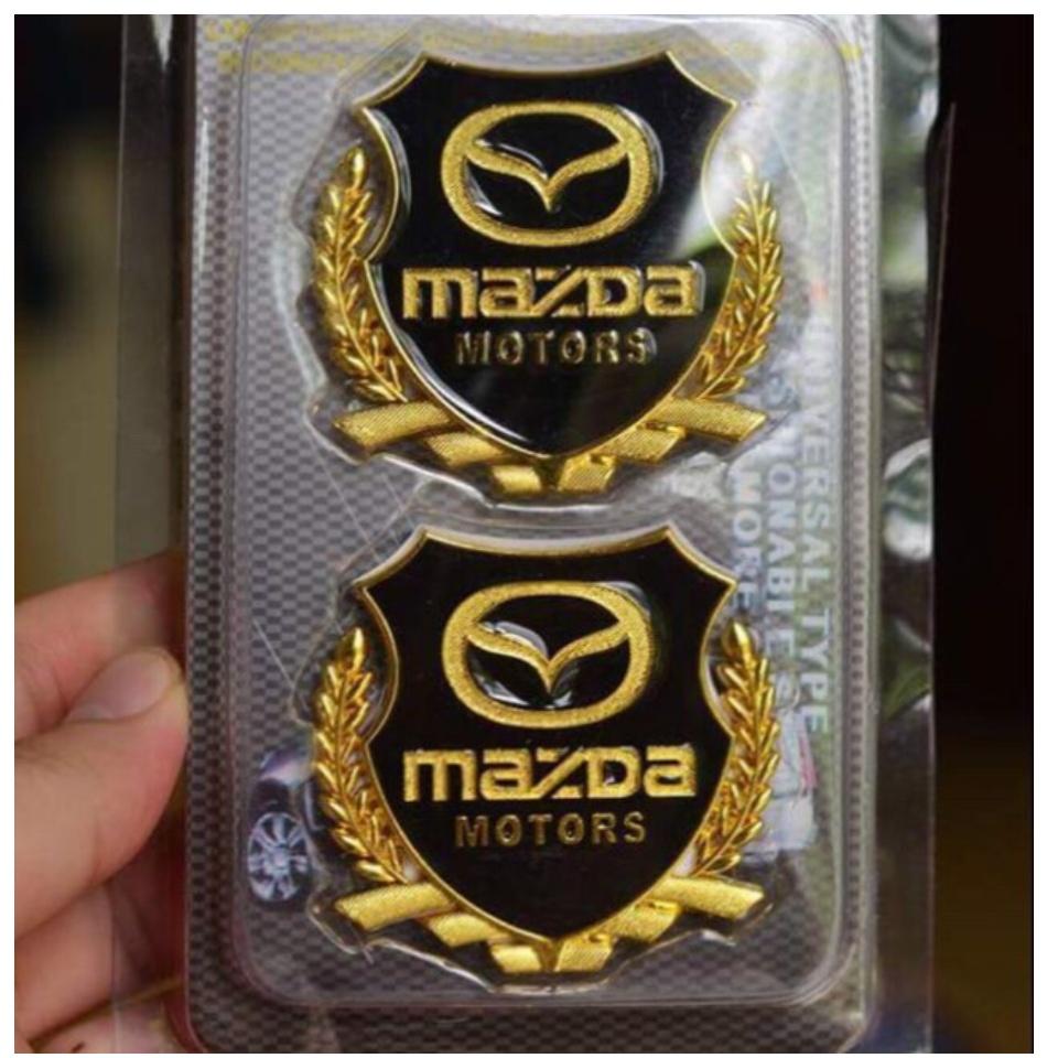 Bộ 2 Logo bông lúa nổi Mazda dán trang trí Ngoại thất ô tô