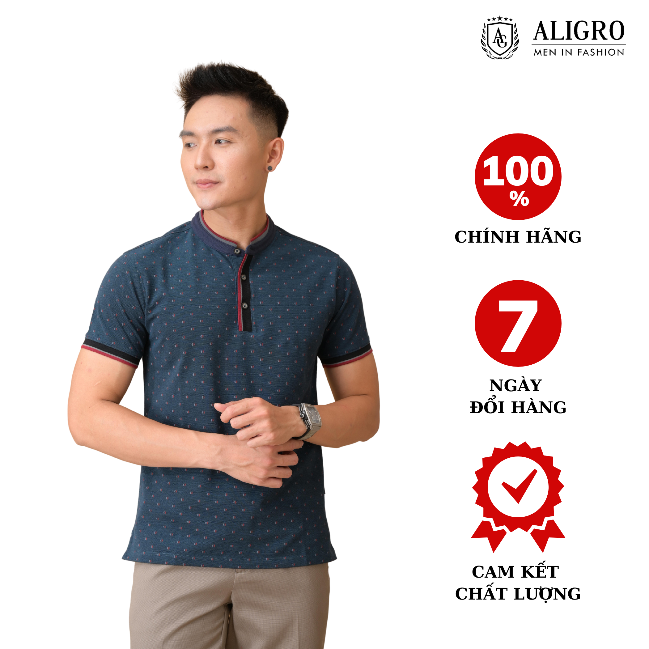 Hình ảnh ÁO POLO CỔ TRỤ MÀU XANH ALGPLO36